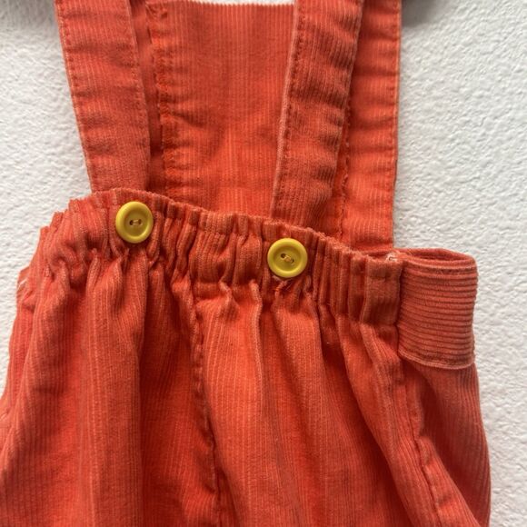 Sears Girl 6 Months Orange 70s Butterfly Corduroy Romper Overalls Vintage - Picture 4 of 5